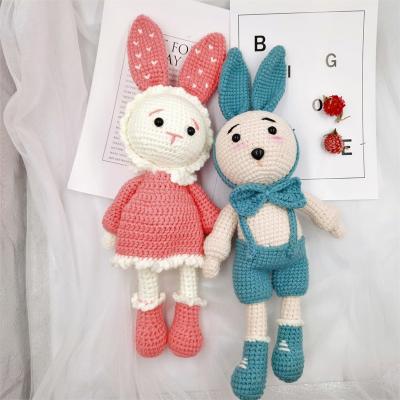 China 2021 Hot Selling Plush Amigurumi Bunny Rabbit Custom Handmade Crocheted Knitted Stuffed Doll For Easter Day Gifts for sale