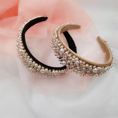 China Rhinestone Crystal Sponge Bling Women Fashion Cloth Diamond Baroque Headbands For Wome for sale