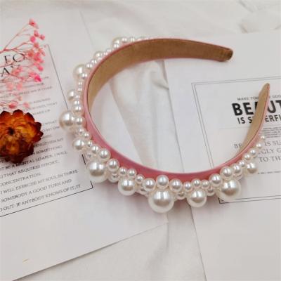 China 2021 Fashion Custom Wholesale Women Fashion Big Pearl Baroque Headbands For Wome for sale