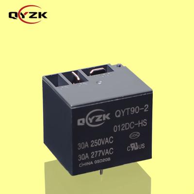 China Up to 40A contact capacity Dongguan Qunying QYT90 dc12v30amp miniature relay pcb 30a 250vac power 12v 10a 4pin T90 changeover relays zu verkaufen