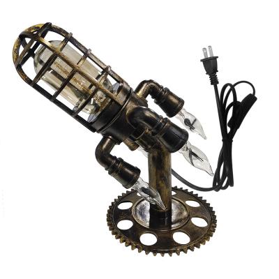 China Industrial Steampunk Rocket Lamp Home Decoration Retro Steampunk Sleeper Night Light With Simulation-flames Led Bulbs for sale