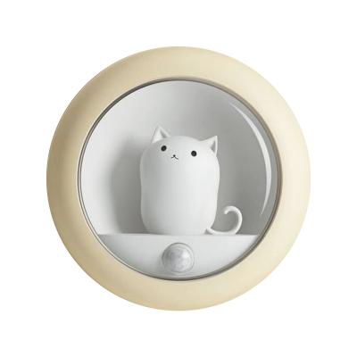 China Babies and Kids Night Light for Children Cute Cat Night Light for Baby Room 4000K Working Mode Motion Sensor Nursery Lamp Warm Wardrobe for sale