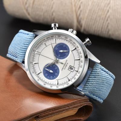 China Auto Date Bracelet Carl F Bucherer Lucerne 1888 Chronograph Flyback Fabric Strap Quartz with Calendar Watch for Men Free Shipping Gift for sale