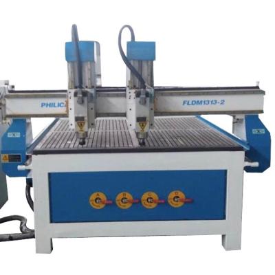 China WOOD ACRYLIC ALUMINUM MDF double-heads with vacuum table furniture cutting/cutting/drilling cnc router machine for sale