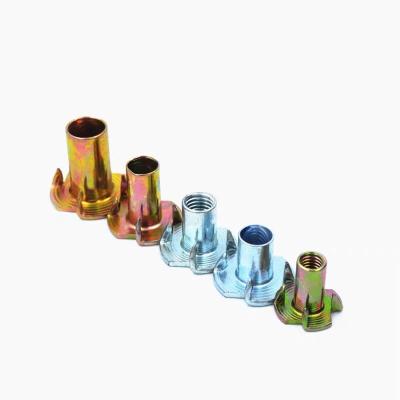 China Heavy Industry OEM Carbon Steel Profile Climbing Drop In T-Nuts Block Hole Slide Four Prong T Nut for sale