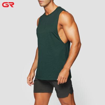 China Breathable High Quality Mens Running Soft Cotton Fitted Green Mens Tank Top Workout Wear Workout Tank Tops Fitness With Custom Logo for sale