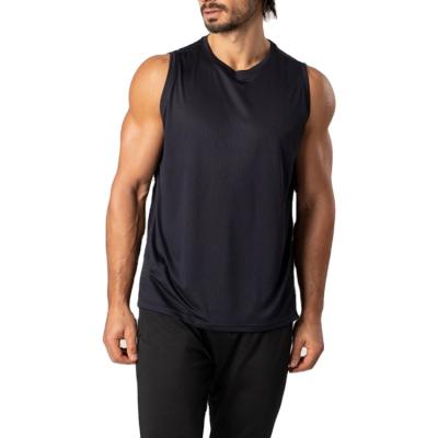 China New Arrival Mens Workout Tank Tops Clothing Light Weight Polyester Tank Tops Gym Fit 100% Black Mesh Breathable Mens Gym Fit for sale