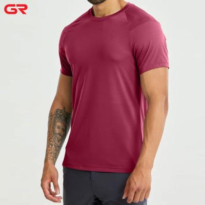 China Anti-Wrinkle Warm Design Mens Plain T-shirt Activewear Apparel Custom Moisture Wicking Recycled Stretch Fabric Crewneck Fitted Polyester T-shirt for sale