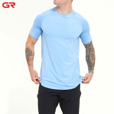 China Anti-Wrinkle Men's Sports T-shirt High Quality Breathable Light Weight Recycled Polyester Panel Empty Plain Men's Fitness T-shirt for sale