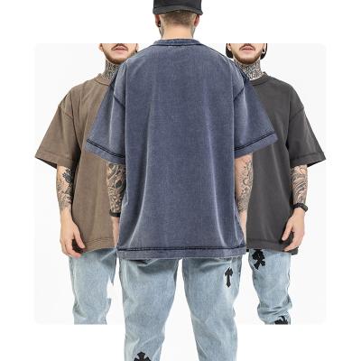 China Anti-Wrinkle Men's Fashion Loose Reverse Cut And Sew T-shirt 100% Cotton Oversized T Shirt Custom Washed Vintage T-shirt for sale