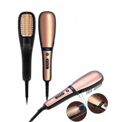 China Safety Humidity LED Display Spray Button Comb Ceramic Electric Steam Hair Straightener Brush for sale