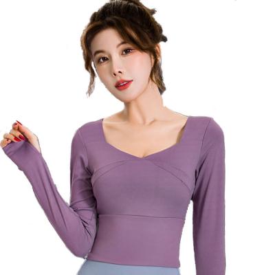 China QUICK DRY Yoga Women's Long Sleeve Quick-Dry Short Tight-Fitting Running Fitness Sports Top for sale