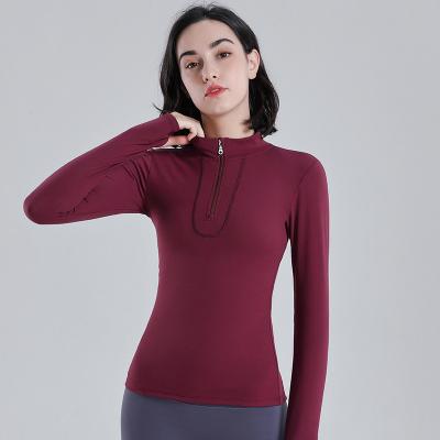 China Color Customized QUICK DRY Yoga Wear Breathable Quick Dry Women Yoga Top With Front Zipper for sale