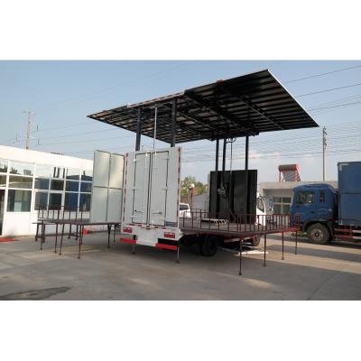 China Plywood +aluminum+stainless steel +stage steel moving stages with hydraulic system for sale,Digital running flow stage truck truck three moving sides open led display for sale