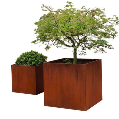 China Flower Corten Garden OEM Corten Outdoor Planter Outdoor Indoor Large Pot Custom Steel Planter for sale