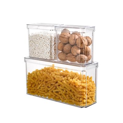 China Plastic Stackable Food Storage Rack Fridge Sustainable Organizer Bins Storage Food With Handles For Pantry Store Plastic Type for sale