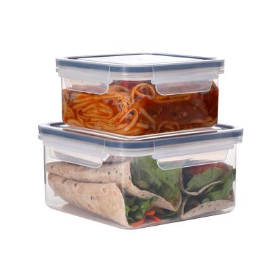 China 2 Pieces Lunch Box Set Modern Clear Transparent Microwave Saver Plastic Food Container BPA Free for sale