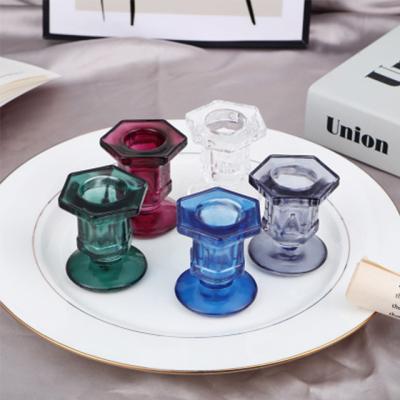 China Color Base Romance Candle Holder Style Color Table Candlestick Glass Decorations For Home for sale