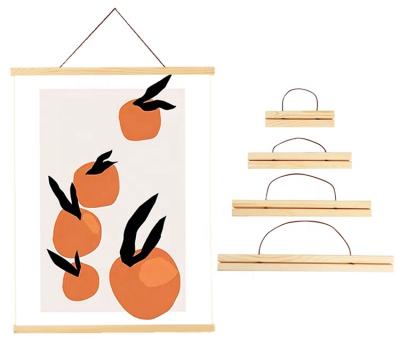 China Natural Wood Frame Painting Hanger Poster Customize Magnetic Poster Hanger for sale