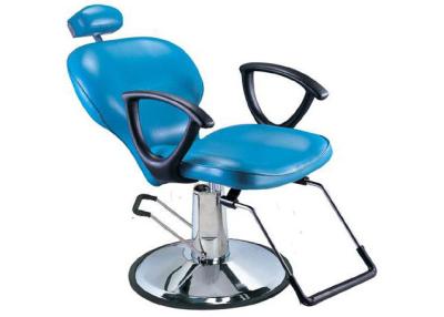 China Light Blue Salon Barber Chair Artificial With Manual Lifting , Tilted Footrest for sale