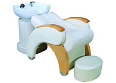 China While Comfortable Salon Shampoo Chairs Ceramic Bowl With PVC Vinyl Upholstery for sale