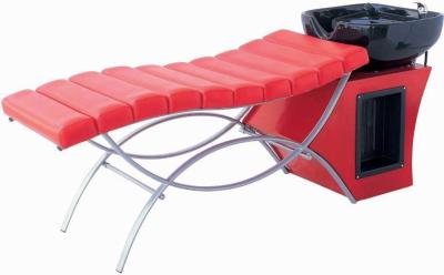 China Professional Custom Salon Shampoo Bed Full Lie Down For Hair Washing , Red Color for sale