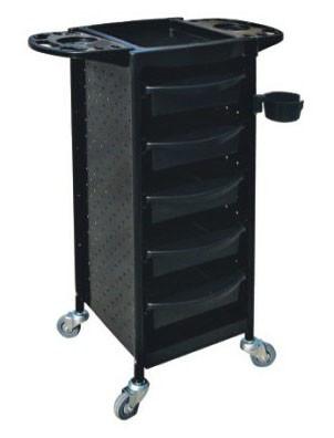 China All Black Salon Rolling Cart With Dryer Hold With Folding Trays , 94*39*40cm Size for sale