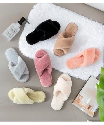 China Cheap High Quality Ladies Bunny Faux Fur Slides For Fashion Trend Fake,Wholesale Hot Slides For Women Plush Slippers Indoor Shoes for sale