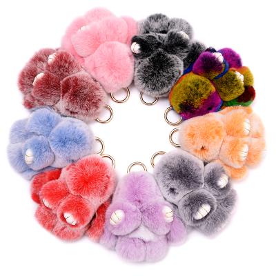 China Fashionable Real Rex Rabbit Fur Plush Bunny Key Chain Fur for sale