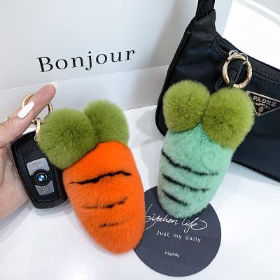 China New Carrot Hair Ball Key Chain Fashionable Fur Key Chain Bubble Ball Key Chain Wholesale for sale