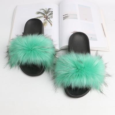 China WholesaleReal Slide Sandals Faux Fur Slippers Fashion Trend Fox Fox Custom Women Fashion Fur Slides for sale