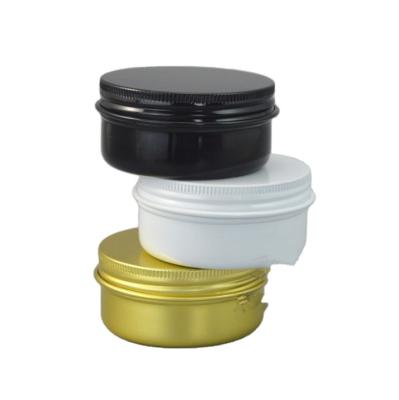 China 50g cosmetic white/gold/black aluminum cream jars with screw lid cosmetic case aluminum jar for sale