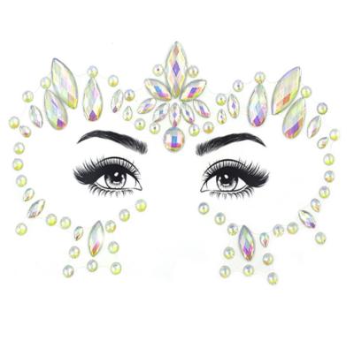 China Crystal Temporary Temporary Body Art Gem Stickers Face Jewelry Tattoo Stickers For Party Luminous Gem Make Up Adhesive Colorful for sale