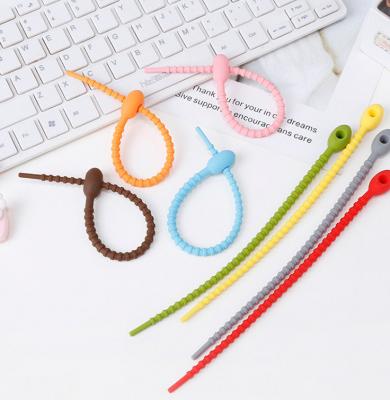 China Multi-Use Household Silicone Smart Flexible Food Ties Silicone Bag Reusable Silicone Rubber Cable Ties for sale