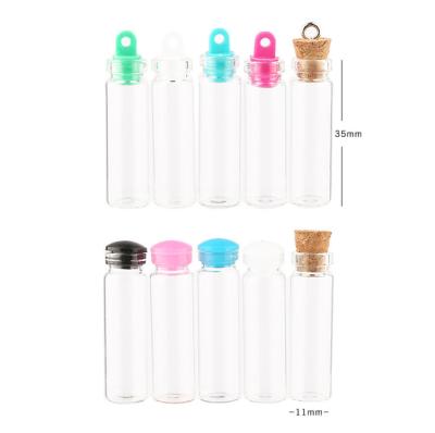 China 2ml Cosmetic Clear Transparent Clear Glass Bottles Mini Bayonet Glass Jars Pendants Wishing Bottles 11*35mm for sale