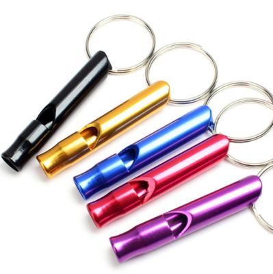 China Small Size Aluminum Whistles Emergency Whistle With Keychain Outdoor Camping Hiking Survival EDC Tools Training Accessories 4.7*0.9cm for sale