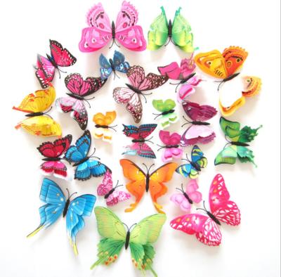 China 12Pcs Sticker Double-Layer Decorative Butterfly Art Wall Stickers Home Decor DIY for Wedding Party Butterflies Fridge Sticker Beautiful for sale