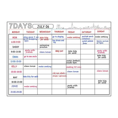 China Form Custom 2021 Dry Erase 12*16inch Magnetic Whiteboard Calendar Sheet for sale