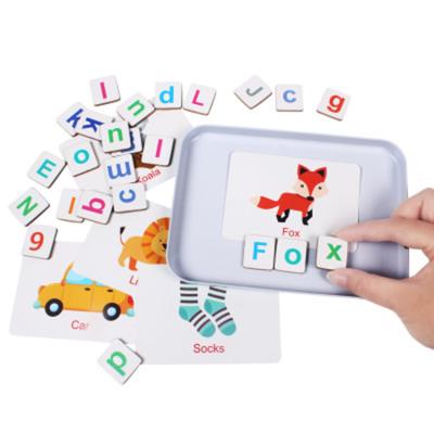 China Hot Selling Amazon Wooden High Quality Kindergarten Wooden 3d Puzzle 3d Alphabet Letter Magnetic Word Card Bundle Educational Toys For Kids Factory Wholesale for sale