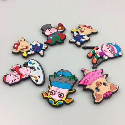 China 2021 3D Cartoon Zodiac Pig Fridge Magnets Gifts PVC Animal Soft Rubber Fridge Magnets for sale