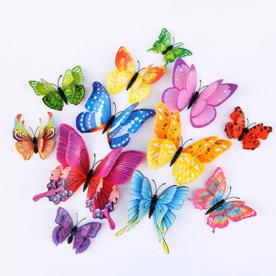 China 12Pcs Animal Mixed Color Double Layer 3D Butterfly Wall Sticker Home Decor Butterflies For Decoration Magnet Fridge Stickers for sale