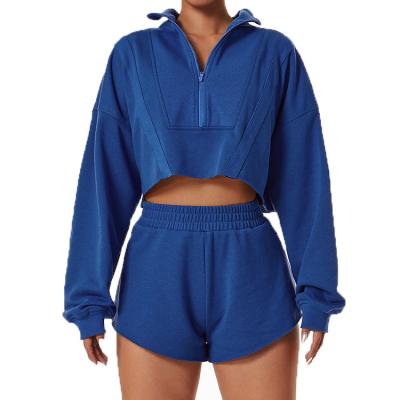 China Breathable Fashion Anti-wrinkle Body Suit Long Sleeve Fitness Zipper Sports Sweatshirt Set for sale