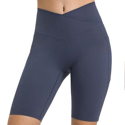 China New Product Cross V Hip Lift Fitness Breathable Slim Elastic Mid Waist Workout Jogging Shorts Yoga Pants for sale