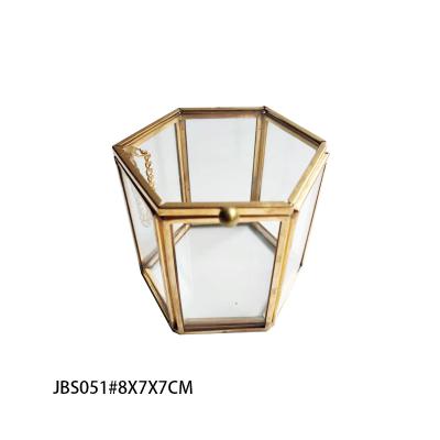 China Gorgeous Custom Cosmetic Storage Hexagon Glass Jewelry Boxes With Logo for sale