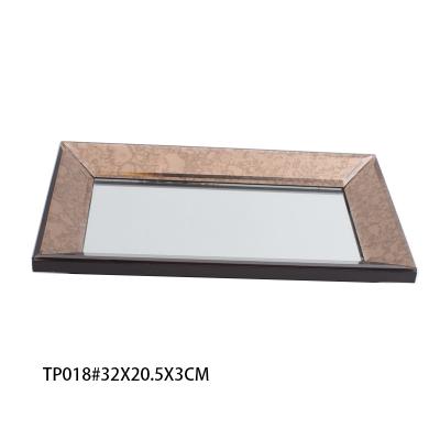 China Luxury and fashion light jewelry tray with edge of mirror and marble bottom for sale