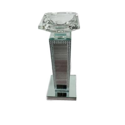 China Elegant Rectangular Crystal Glass Candlestick Stand for sale