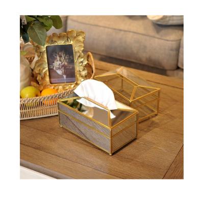 China Morden China Factory Seller Tissue Box Crystal Glass Tissue Box Makeup Paper Brush Holder With Cover for sale