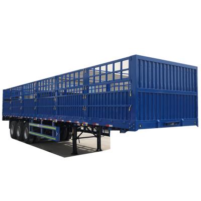 China Truck Trailer 3 Axle 40ft Cattle Barrier Cargo Trailer 60t Barrier Stake Cargo Semi Trailer for sale