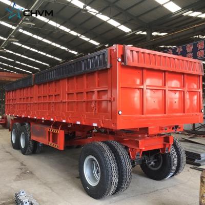 China Full Dump Truck Trailer China Supplier 2 Axles Mechanical Suspension Trailer With Side Wall for sale