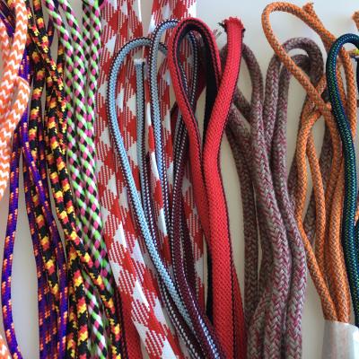 China Multicolor round/flat polyester jacquard cord braided rope for showlaces and garment for sale